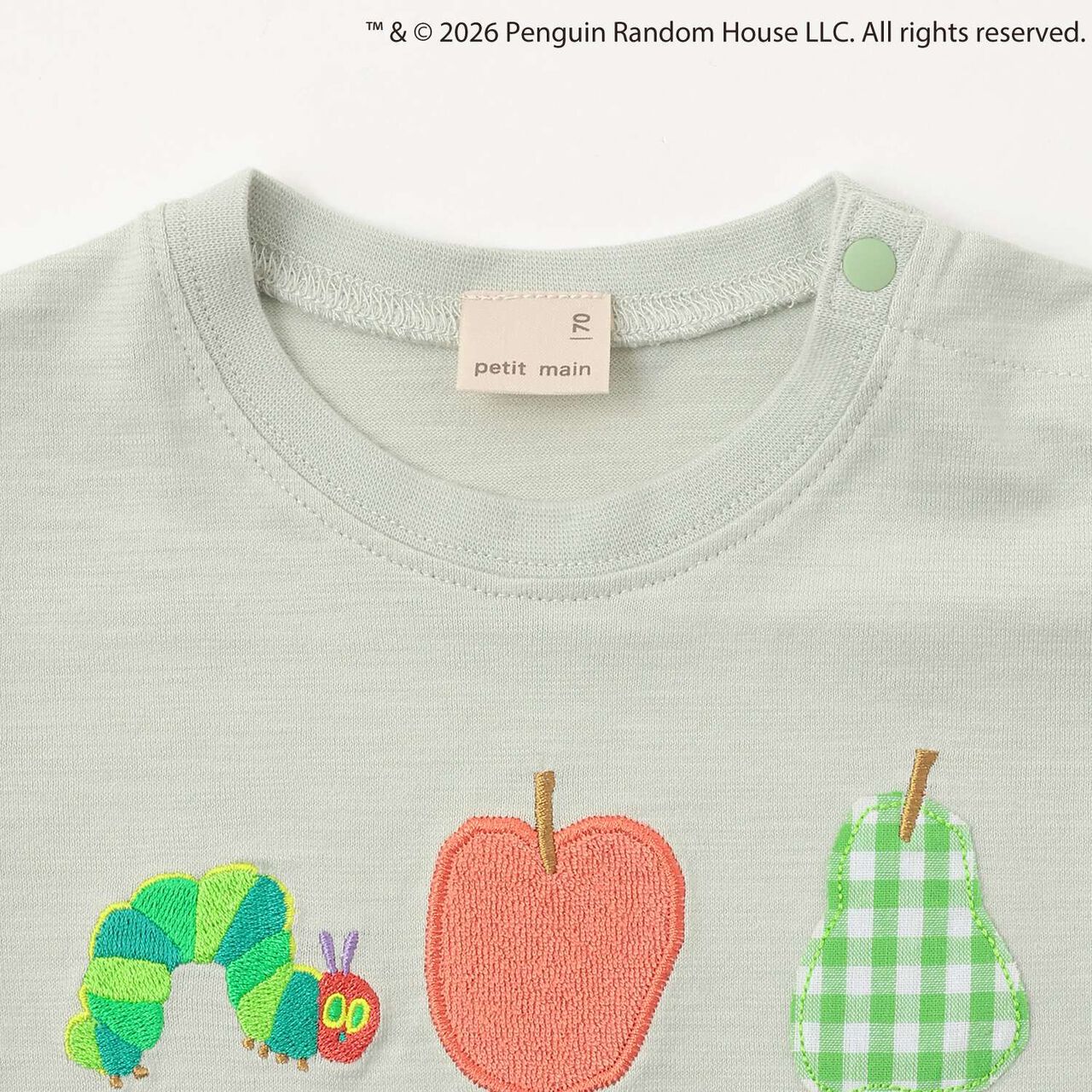 [Hungry Caterpillar] Fruit Appliqu&eacute; Short Sleeve T-Shirt,Light green, large image number 6