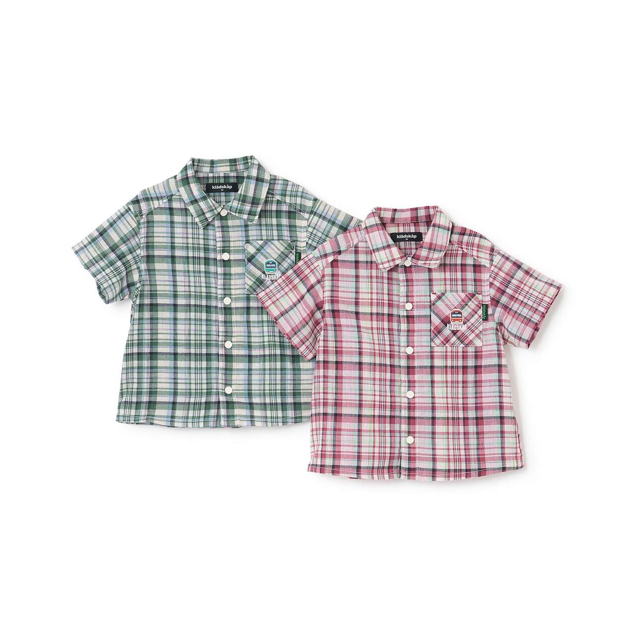 Train One-Point Checkered Short-Sleeve Shirt,Red, large image number 8