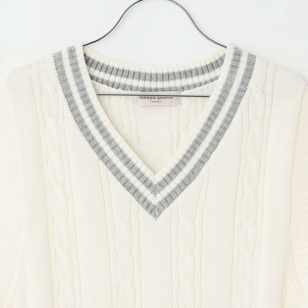 Knit Vest & Shirt Dress Set,Sax blue, large image number 3