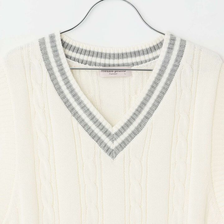 Knit Vest & Shirt Dress Set,Sax blue, medium image number 3