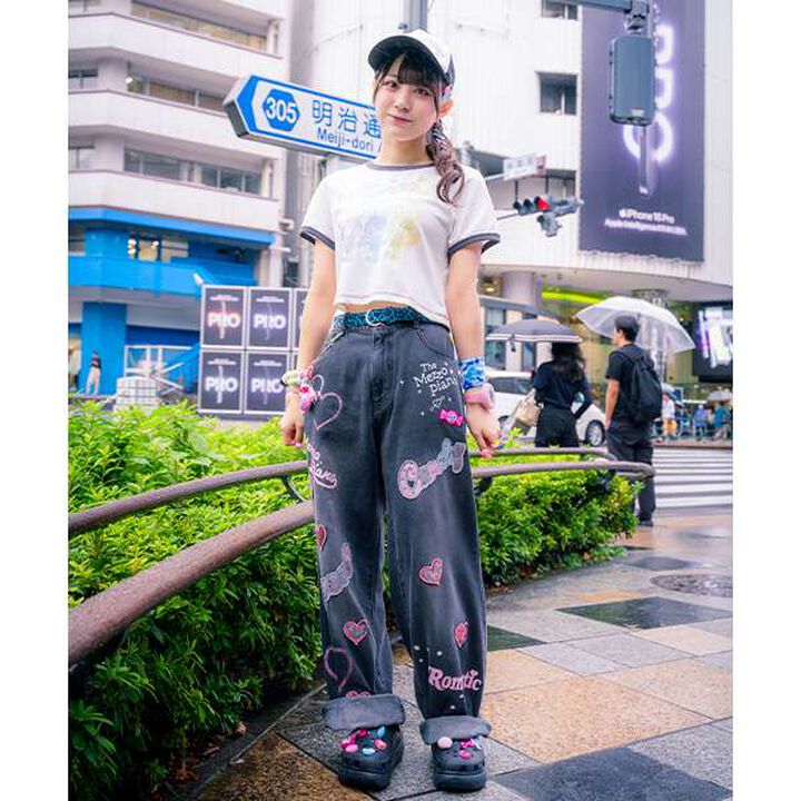 Reissue ♪ Decorative Wide Denim Pants,Black, medium image number 16