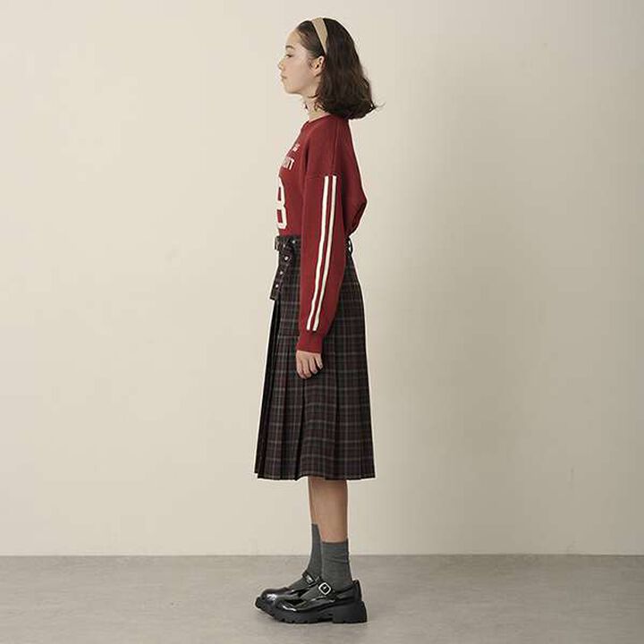 Checkered Midi Skirt,Charcoal gray, medium image number 16