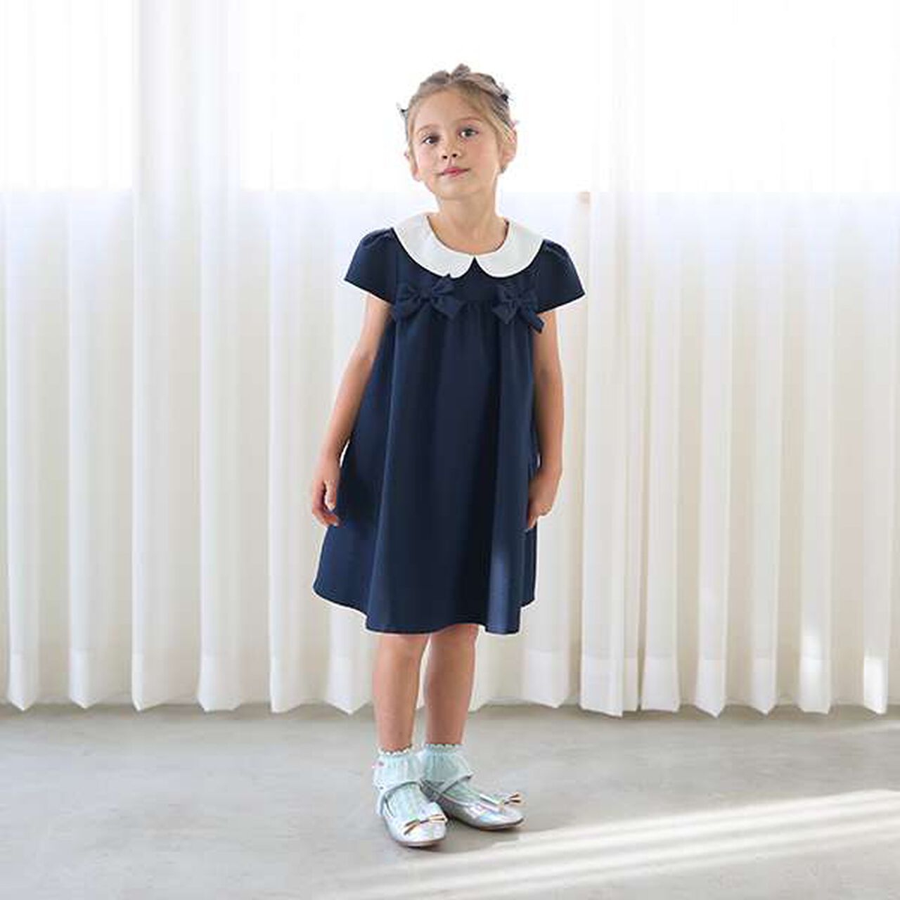 [Occasion-Ready] Round Collar One-Piece Dress with Ribbon,Mint, large image number 6