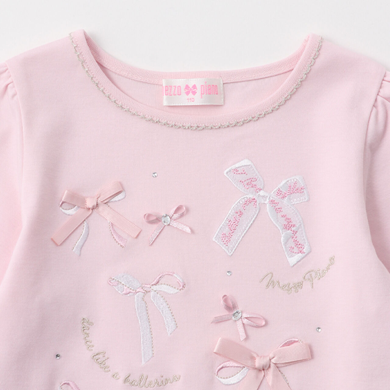 Ribbon Full Scalloped Hem Long-Sleeve T-Shirt,Sax blue, large image number 3