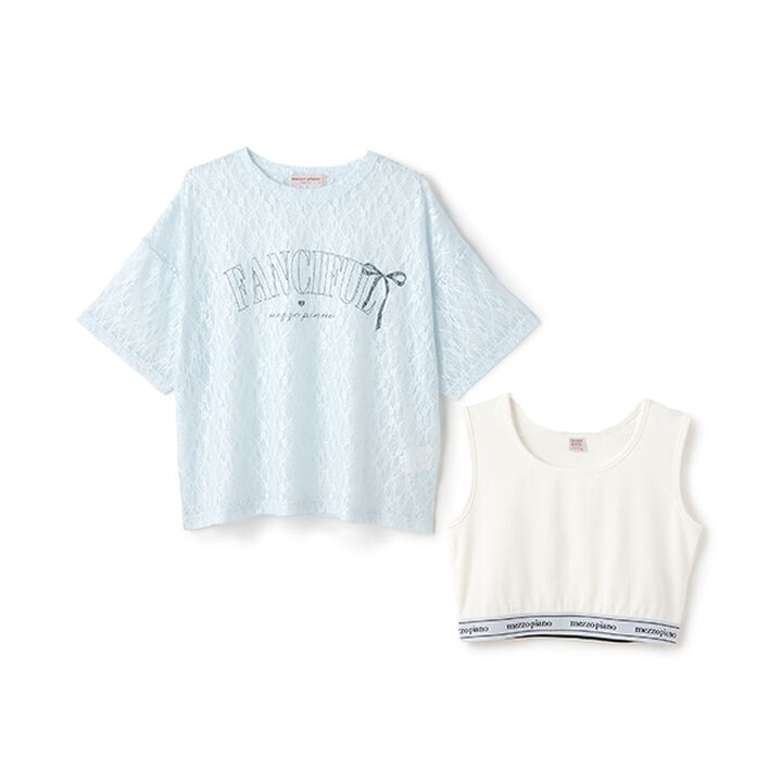 Lace Top & Tank Top Set,White, medium image number 11