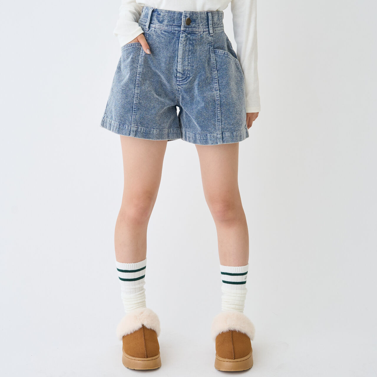 Casual Look Corduroy Shorts,Brown, large image number 2