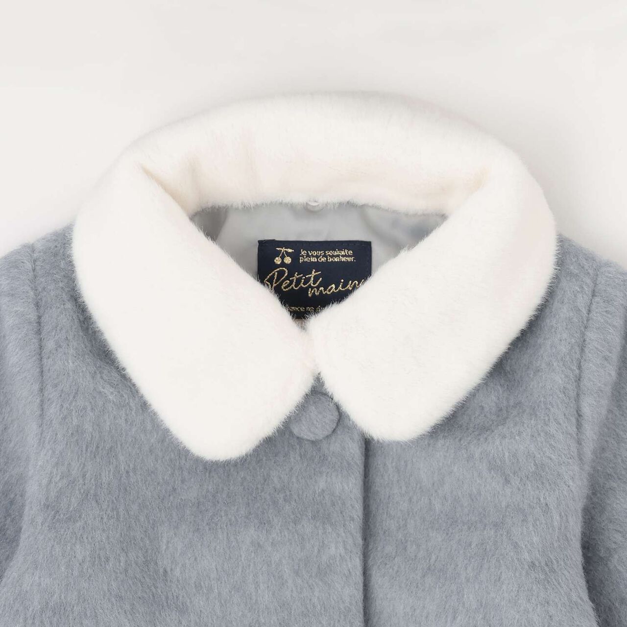 Faux Fur Collar Heart Pocket Coat,Gray, large image number 5