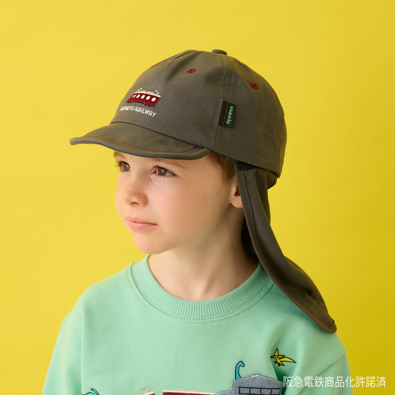 [Hankyu Train] Baseball Cap with Hanging Cloth,Charcoal gray, large image number 2