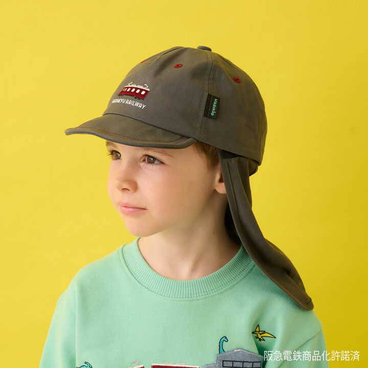 [Hankyu Train] Baseball Cap with Hanging Cloth,Charcoal gray, medium image number 2
