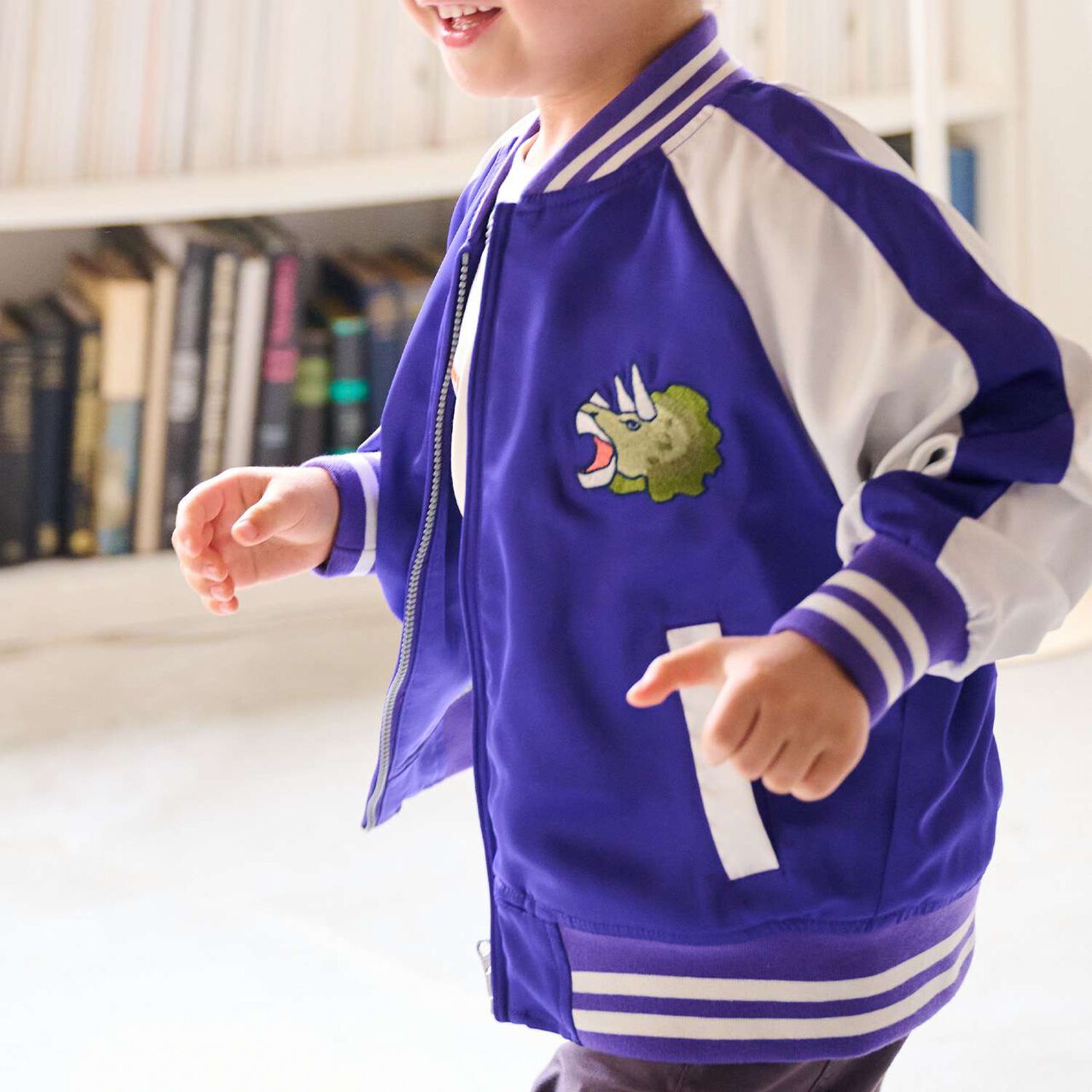 Dinosaur Embroidered Souvenir Jacket (Sukajan),Khaki, large image number 4