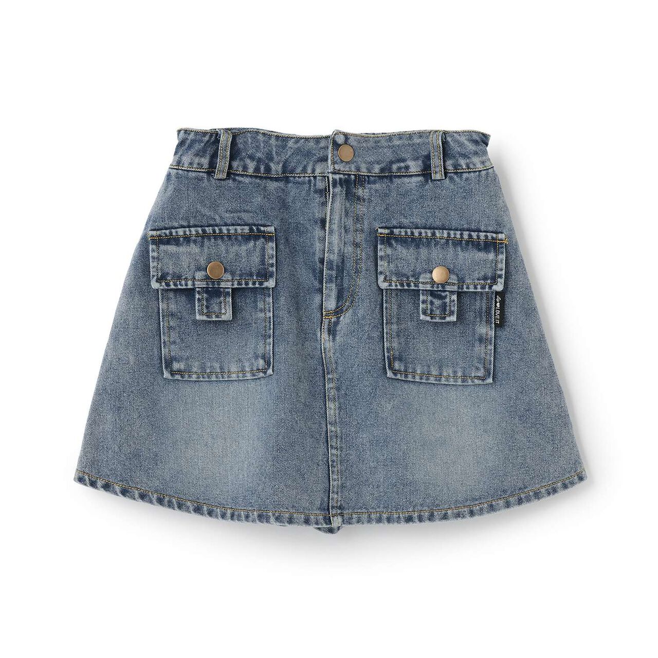 Denim Skirt with Shorts,Gray, large image number 2