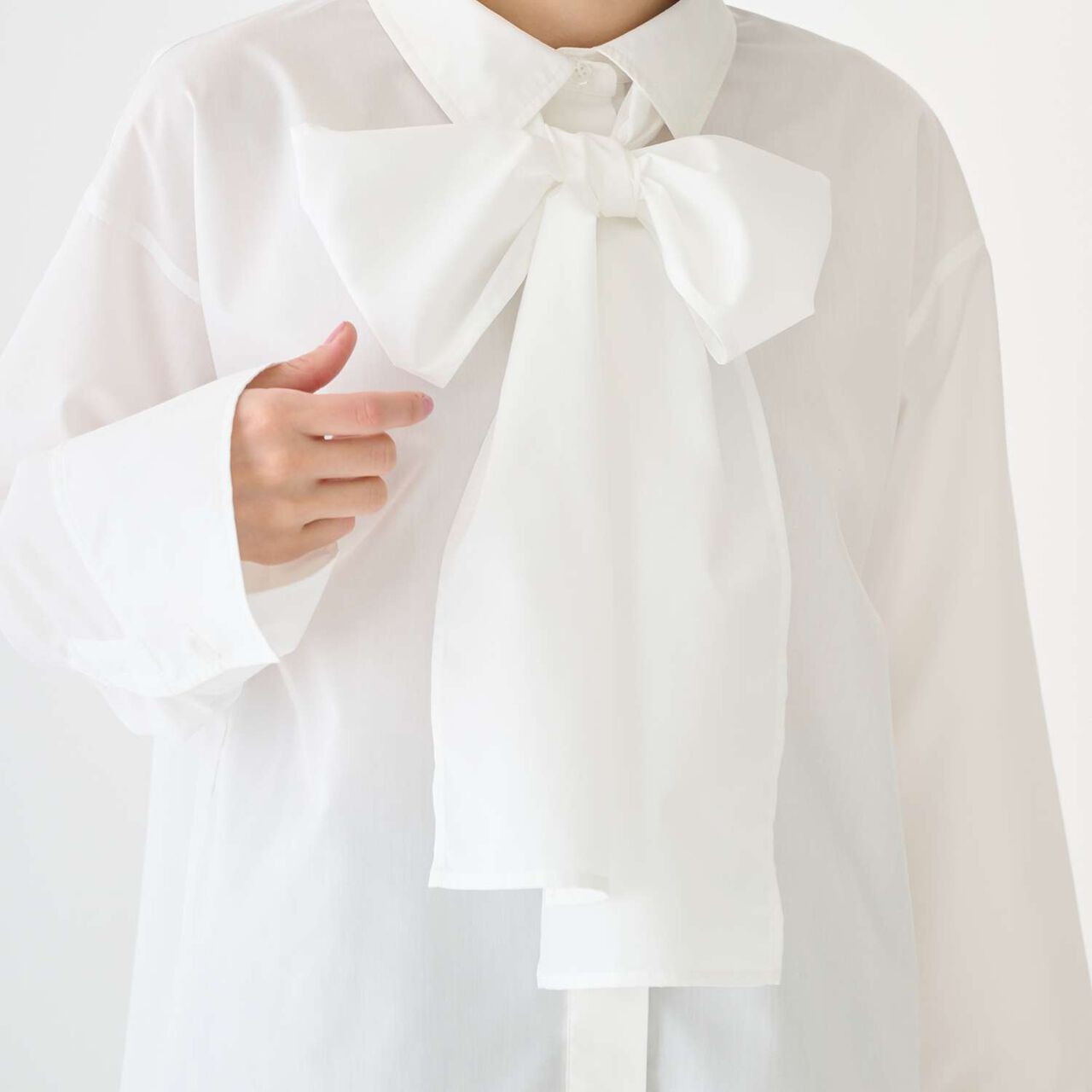 [Formal] Blouse with Tie,Blue, large image number 5