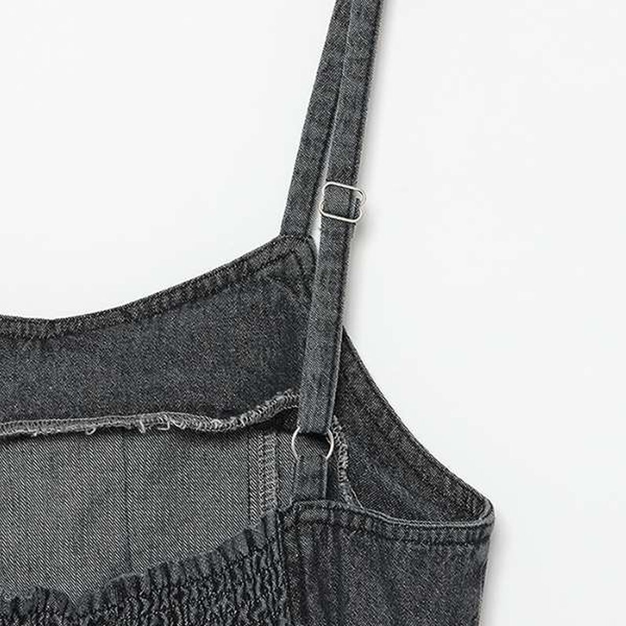 Lace-Up Denim Jumper Dress,Blue, large image number 7