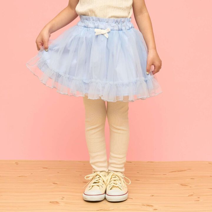 Frilly Tulle Skirt Shorts,Blue gray, medium image number 0
