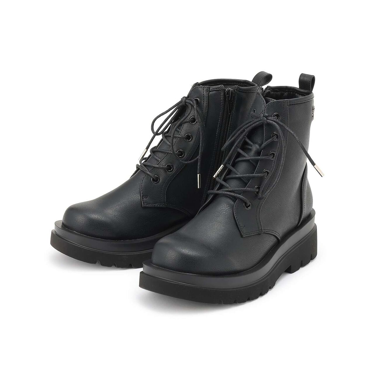 Lightweight Sole Thick-Soled Lace-Up Boots,Black, large image number 0