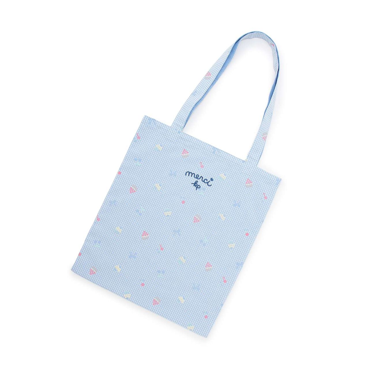 Gingham Foam Print Bag,Sax blue, large image number 5