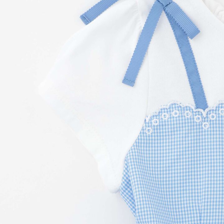 [Restocked] Cutwork Gingham Docking Dress,Sax blue, medium image number 4