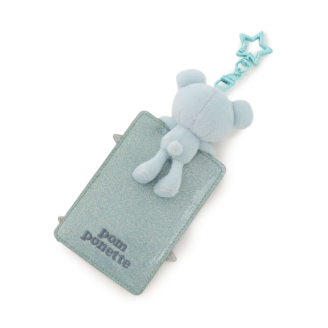 Sparkling Mint-kun Card Case with Playful Pop-Up Design,Sax blue, large image number 1