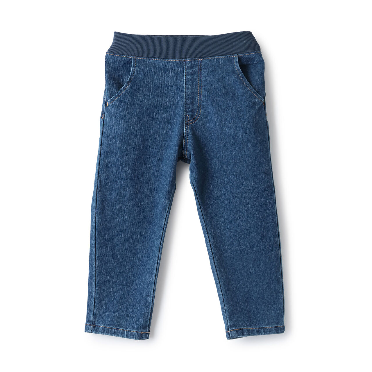 Wool Lined Denim Barrel Pants,Sax blue, large image number 5