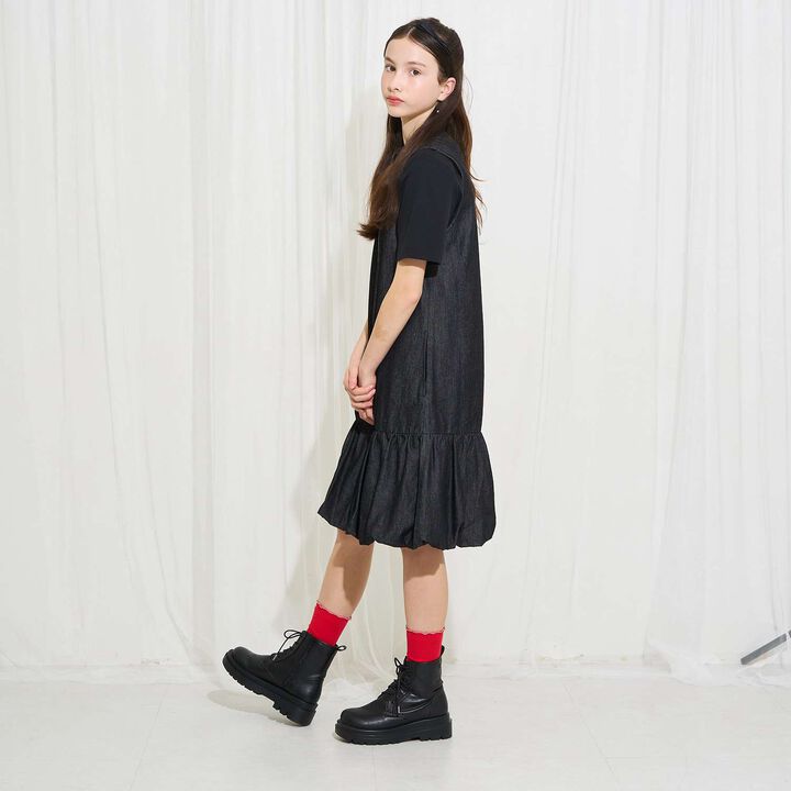 [AMI] Cool Touch Denim Balloon Jumper Skirt Inner Set,Black, medium image number 14