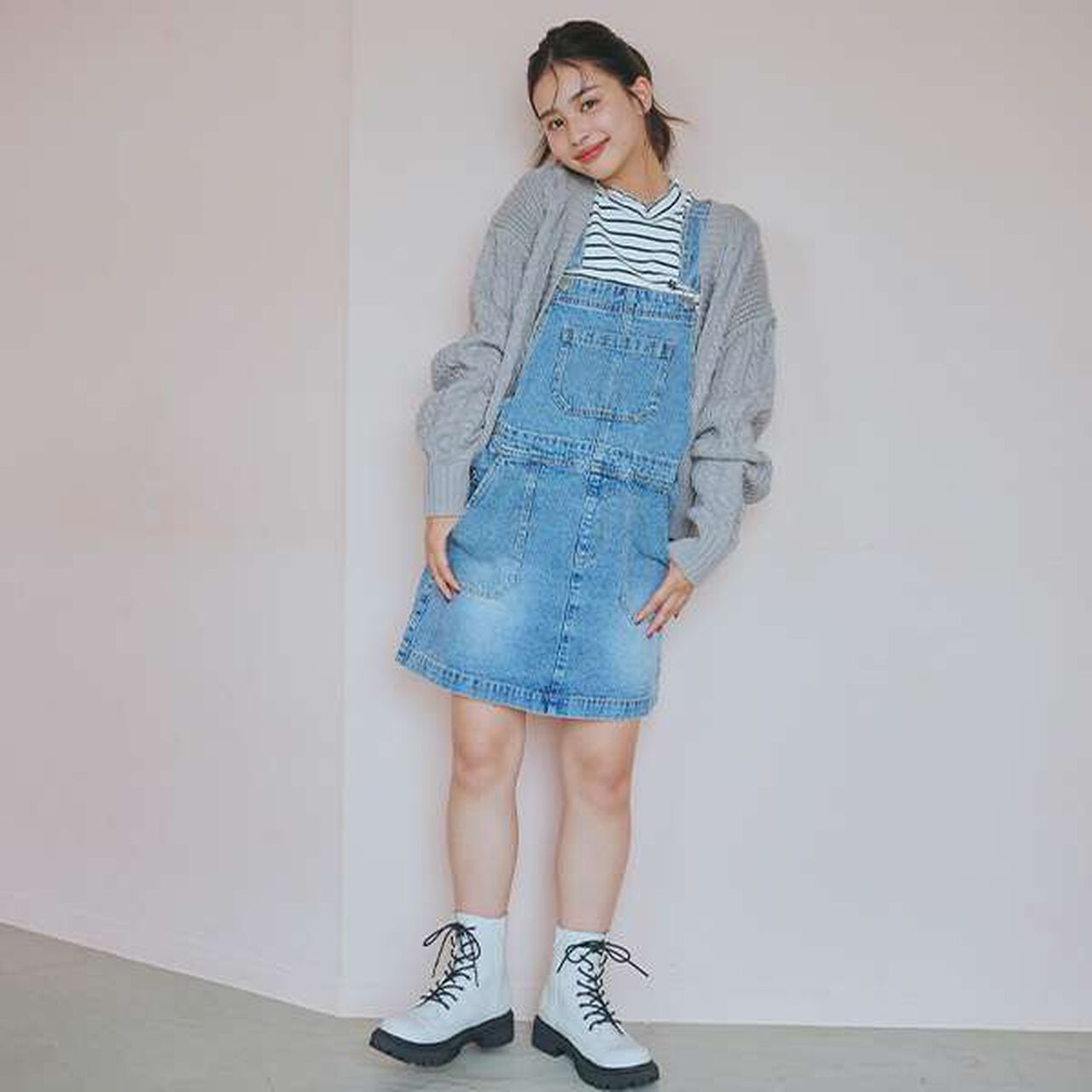 Denim Jumper Dress,Sax blue, large image number 20