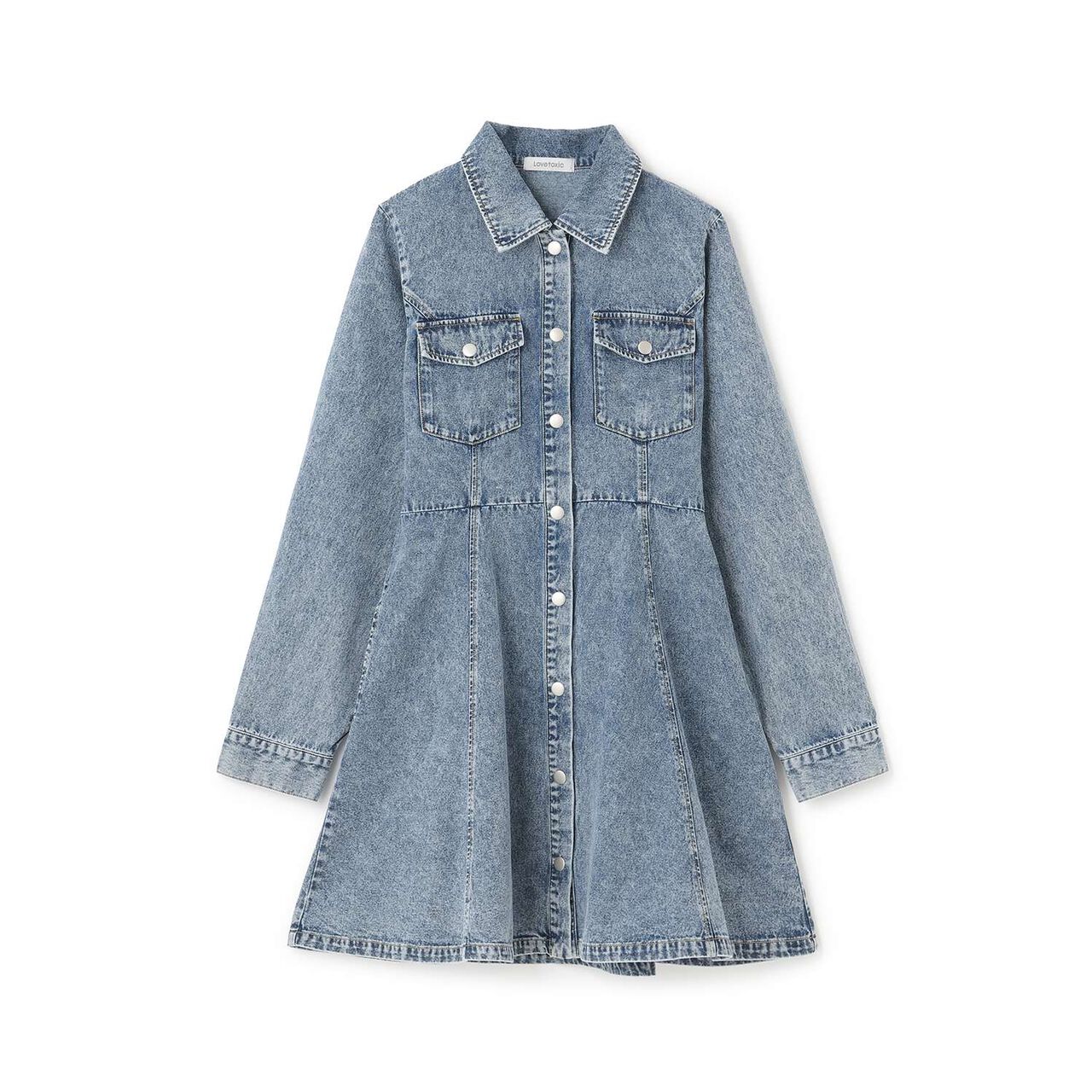 Denim Shirt Dress,Black, large image number 4