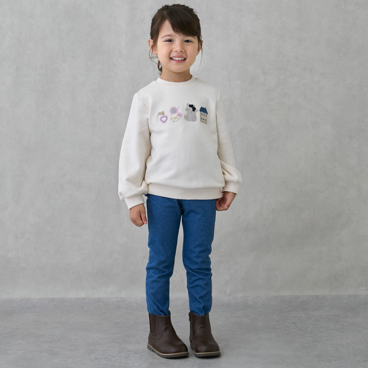 Wool Lined Back Frill Leggings,Blue, large image number 1