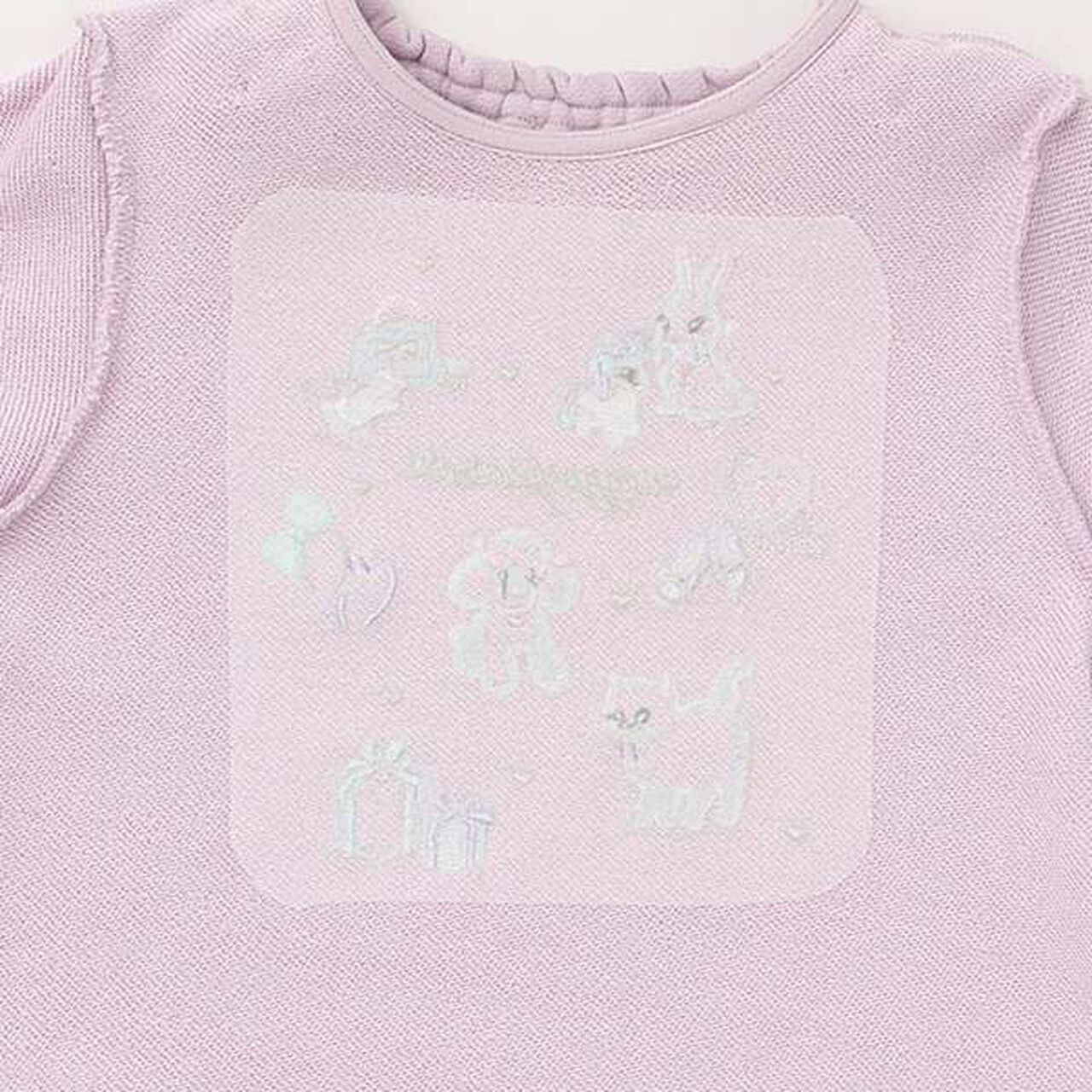 Embroidered Scalloped Hem Sweater,Light pink, large image number 5