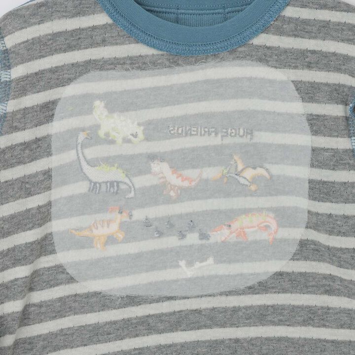 [Restock] Dinosaur Embroidery Sleeve Line Long-Sleeve T-Shirt,Gray, medium image number 4