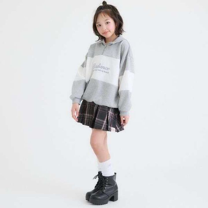[Easy Care] Checkered Front Pleated Skirt,Black, medium image number 3