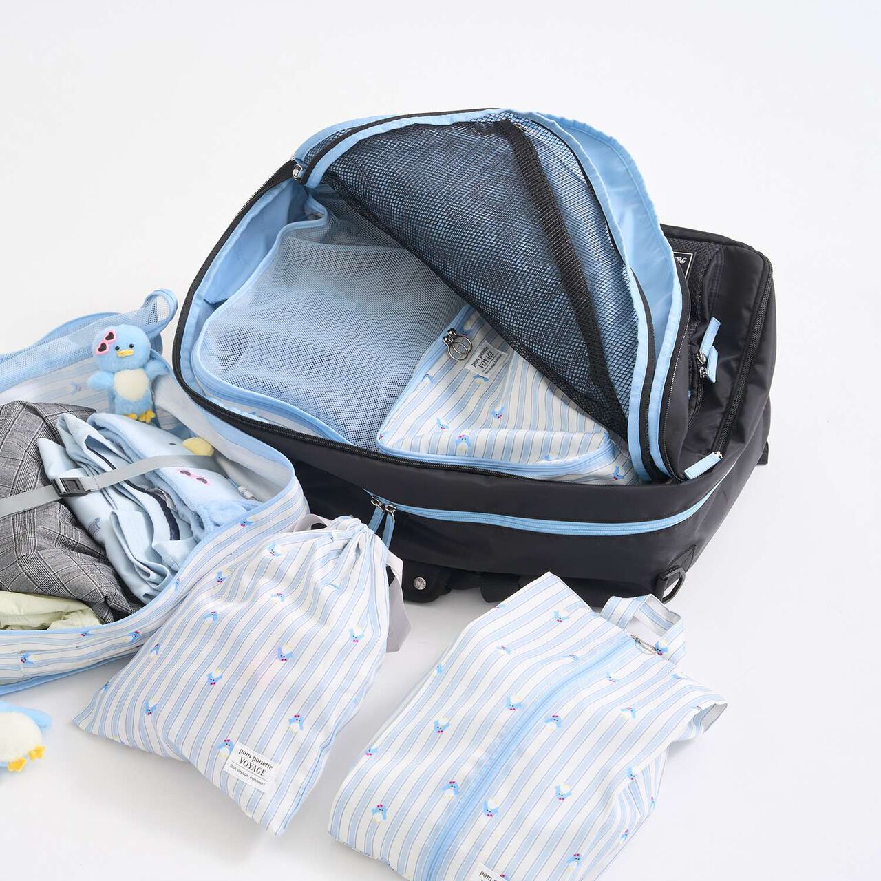 [Water Repellent] All-Over Pattern Travel Pouch,Light blue, large image number 8