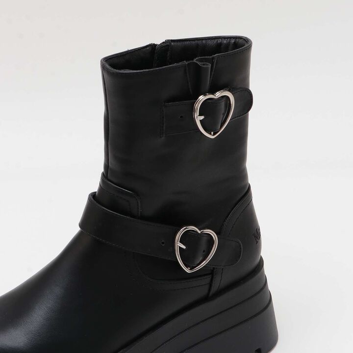 Heart Buckle Engineer Boots,Black, medium image number 2