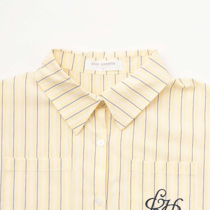 [130cm Available] Long-Sleeve Shirt & Photo Logo T-Shirt Set,Sax blue, medium image number 3