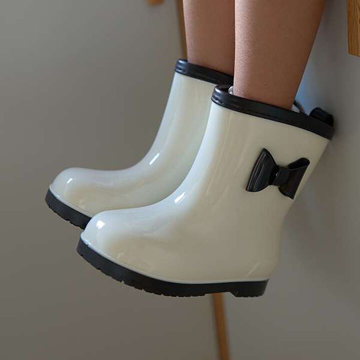 Bi-Color Rain Boots with Ribbon,Black, medium image number 3