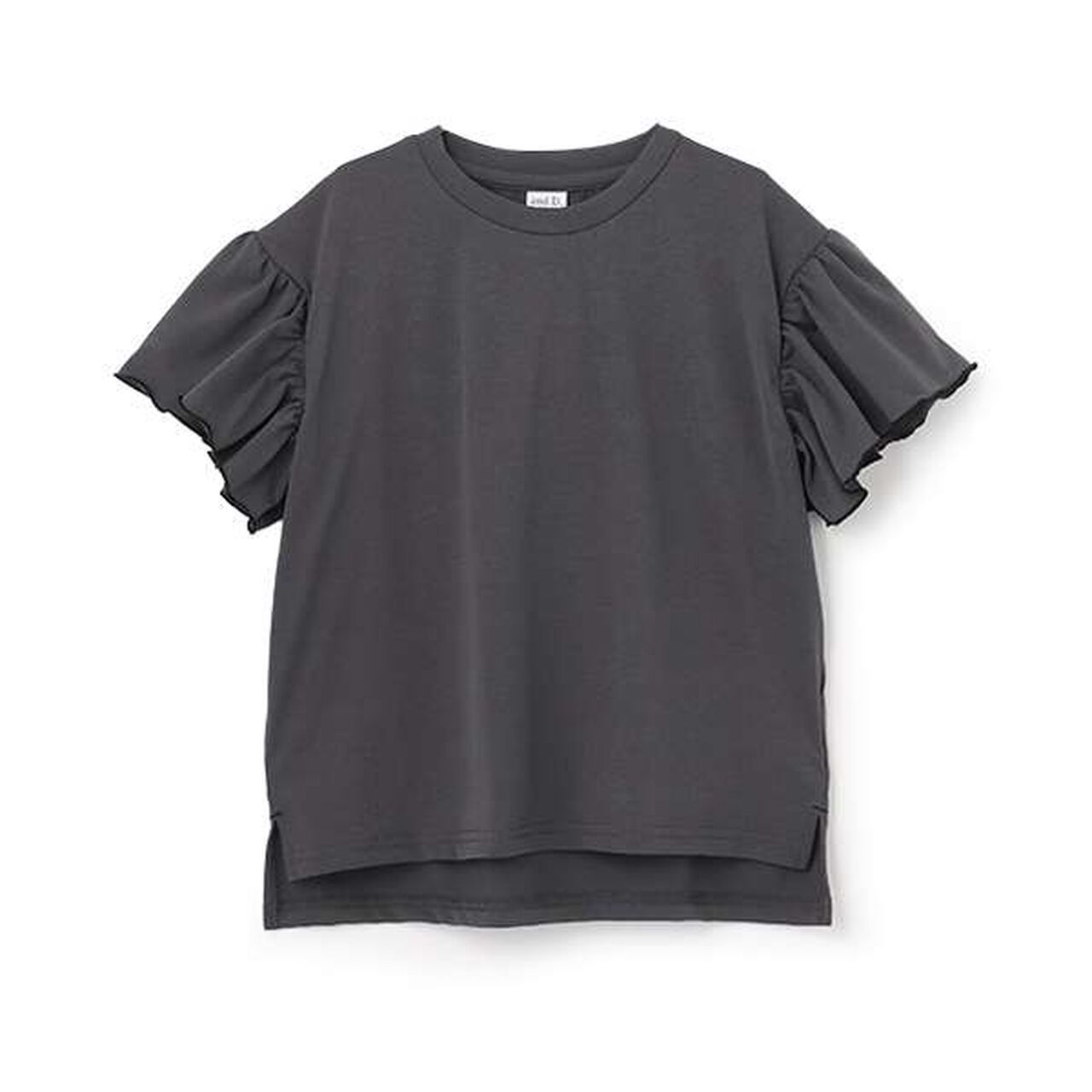 [Amphibious] Short-Sleeve Frill Pullover,Charcoal gray, large image number 0