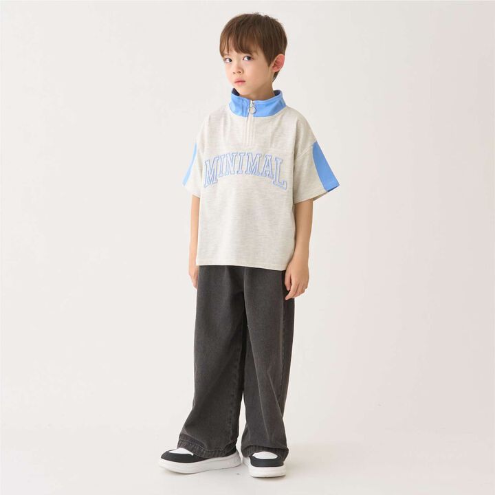 Half-Zip Loose Short Sleeve T-Shirt,Smoke white, medium image number 6
