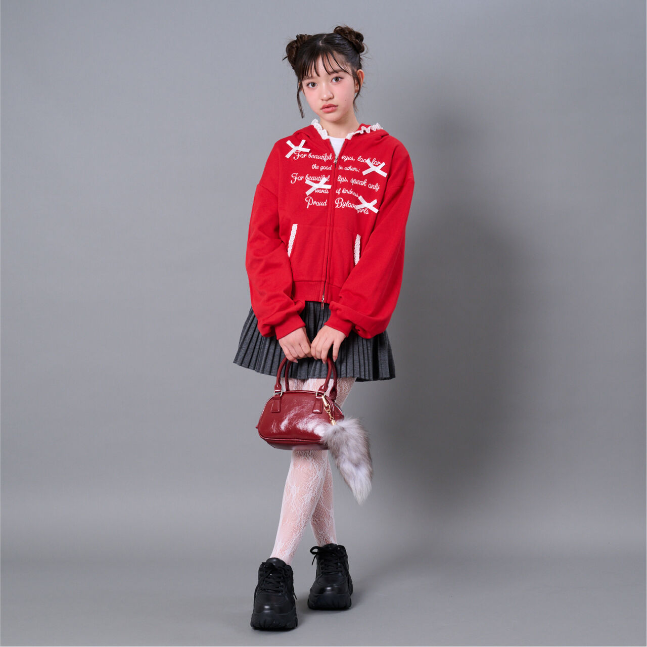 Lace Point Hoodie,Medium gray, large image number 1