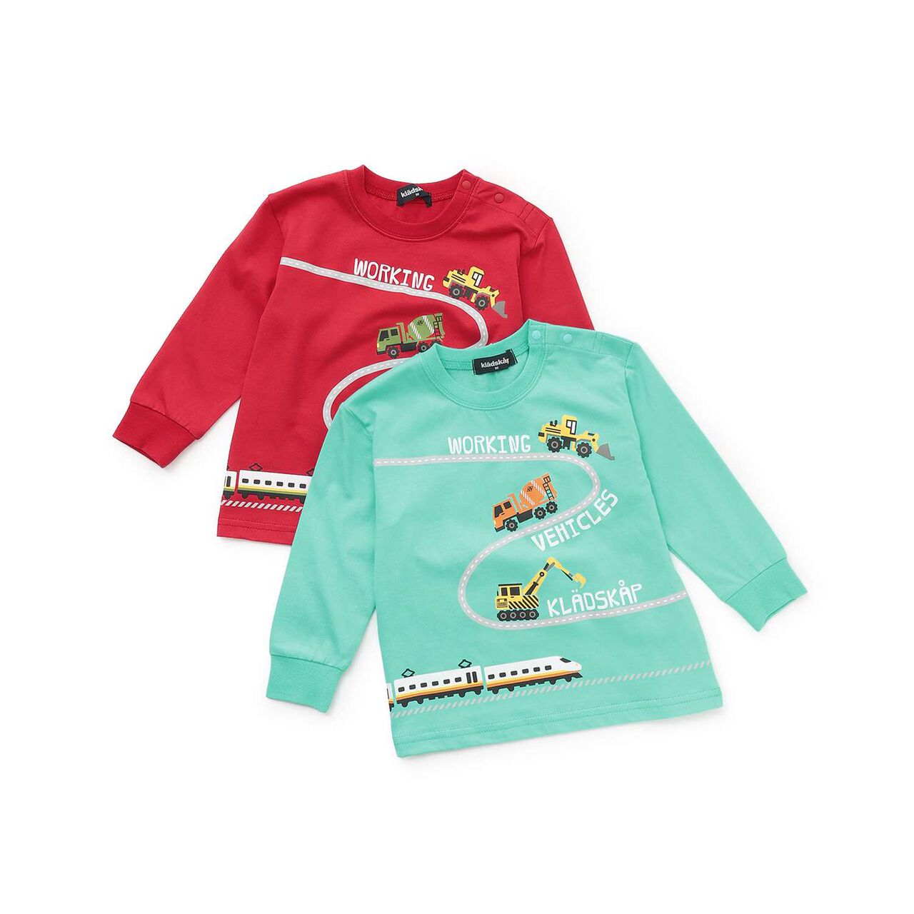 [Restock] Working Vehicles and Trains Long-Sleeve T-Shirt,Red, large image number 5