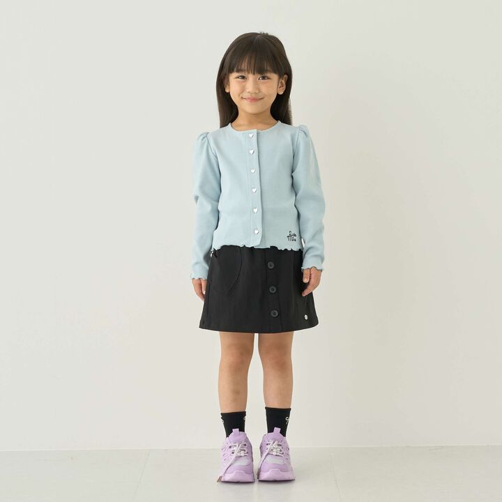 [Mini Length] Heart Button Ribbed Cardigan for Girls [Kids] [Children's Clothing],Blue gray, medium image number 4