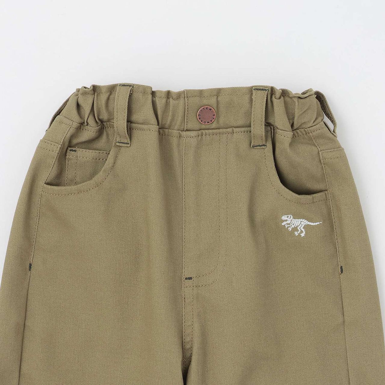 Dinosaur Embroidery Long-Length Wide Straight Pants,Charcoal gray, large image number 4