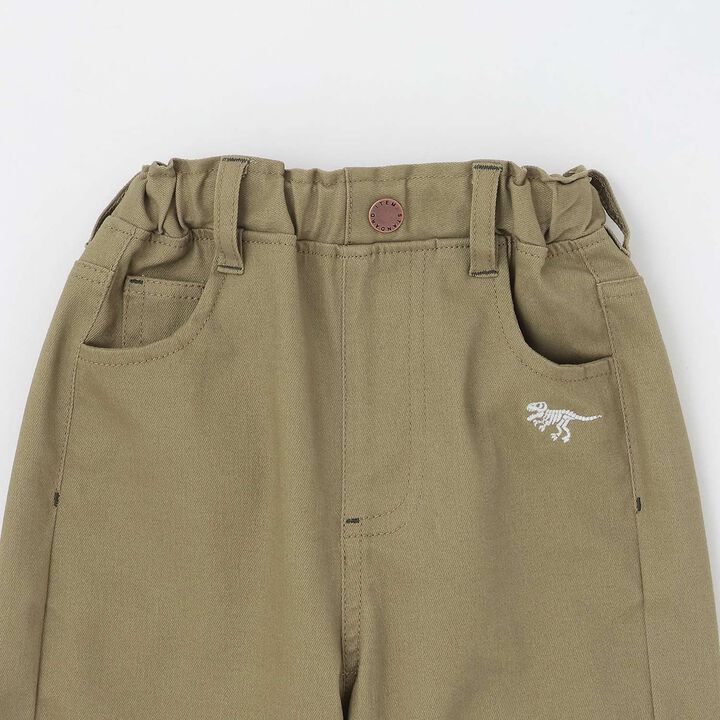 Dinosaur Embroidery Long-Length Wide Straight Pants,Charcoal gray, medium image number 4