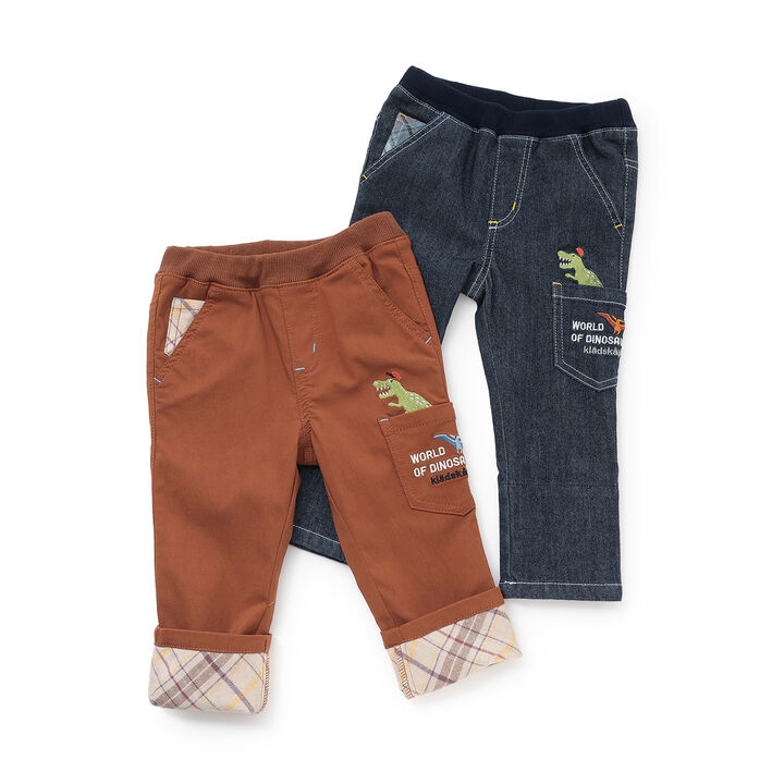 Dinosaur Long-Length Straight Pants,Navy, medium image number 10