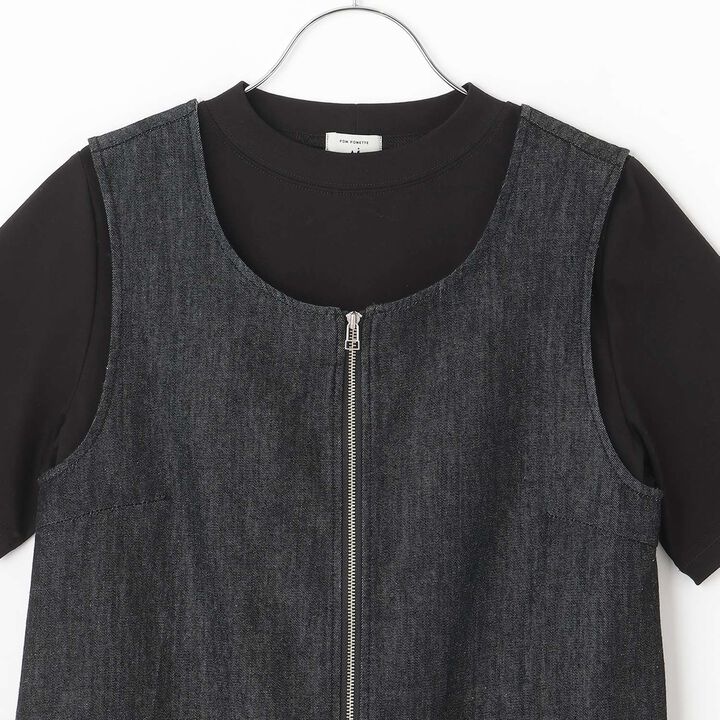 [AMI] Cool Touch Denim Balloon Jumper Skirt Inner Set,Black, medium image number 3