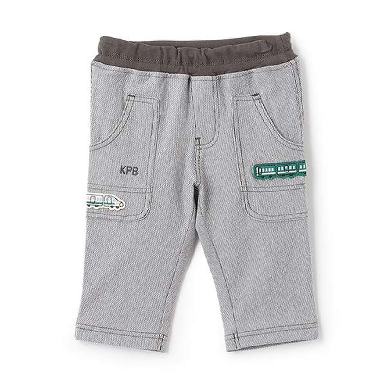 Stripe Jacquard Train Patch 7/8 Pants,Gray, large image number 0