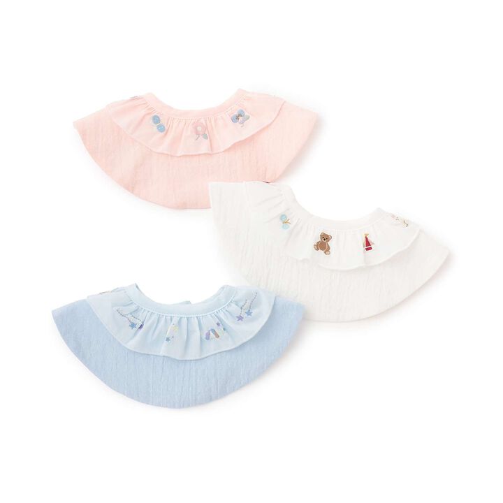 Waterproof Embroidered Frill Bib,Ivory, medium image number 8