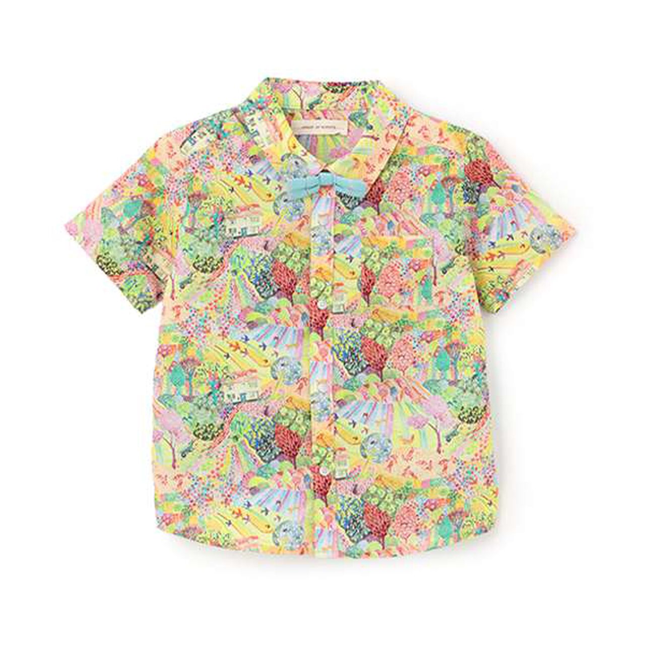 Royal Oak House Short-Sleeve Shirt with Bow Tie,Blue, large image number 16