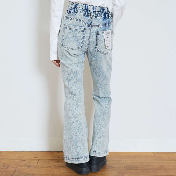 Stretch Style-Up Flare Denim Pants,Sax blue, medium image number 5