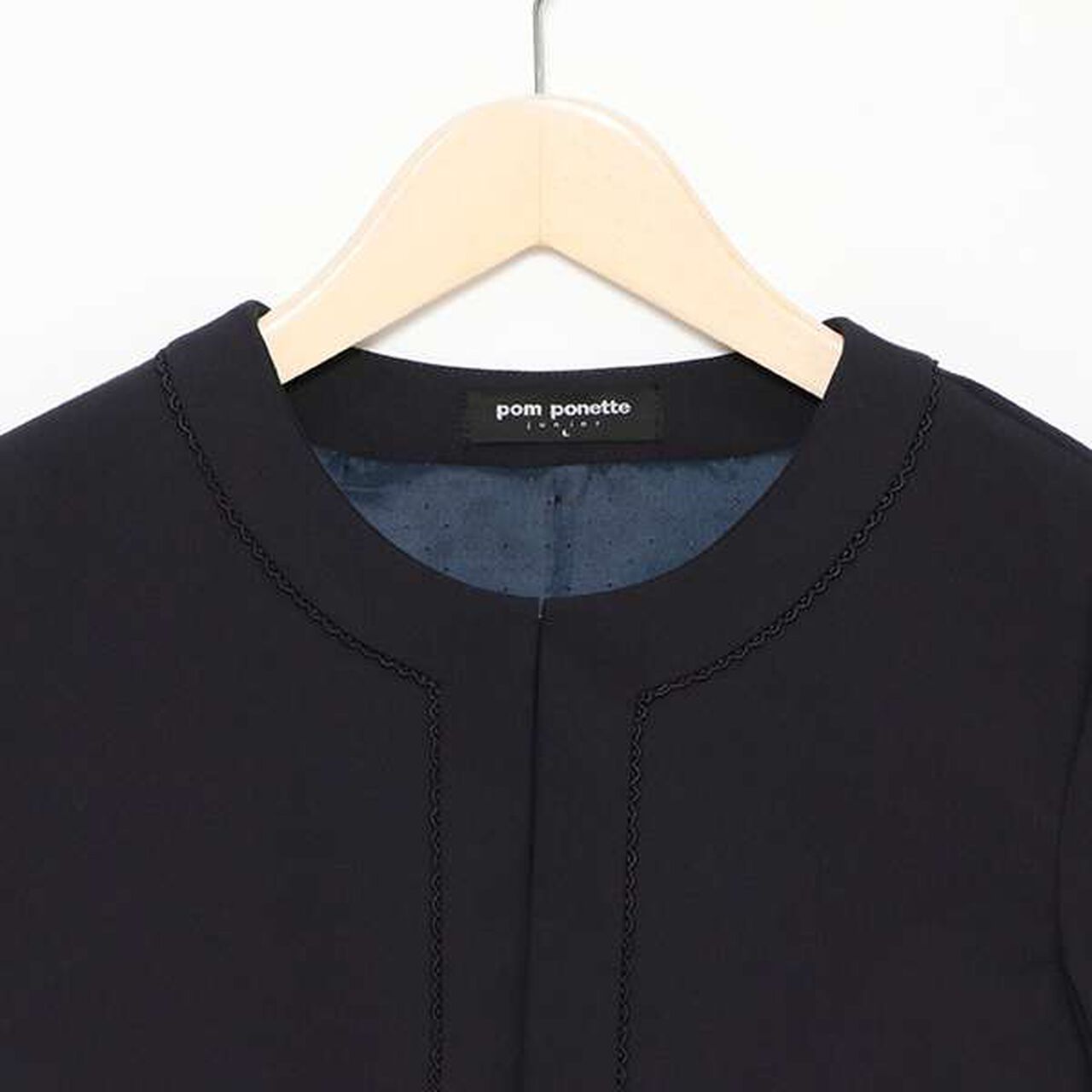 No-Collar Bolero Jacket,Navy, large image number 3