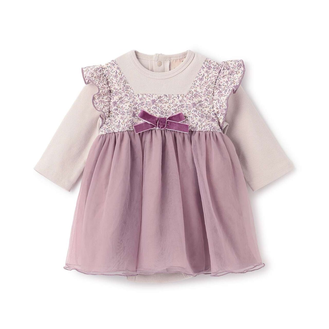 Flower Tulle Docking OP Romper,Pink, large image number 0