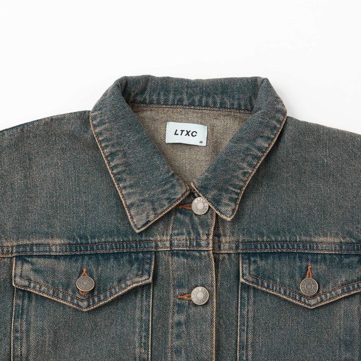 Cropped Denim Jacket,Navy, medium image number 9